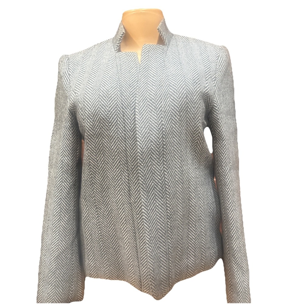 NWT Mina Self Open Front Blazer S Small Black Tweed Lined Long Sleeves